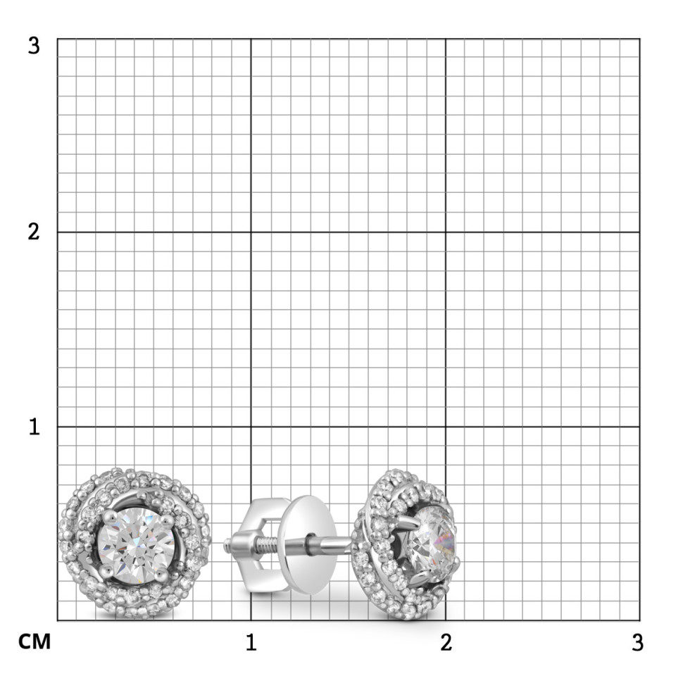 Серьги пусеты из белого золота с бриллиантами (049414)