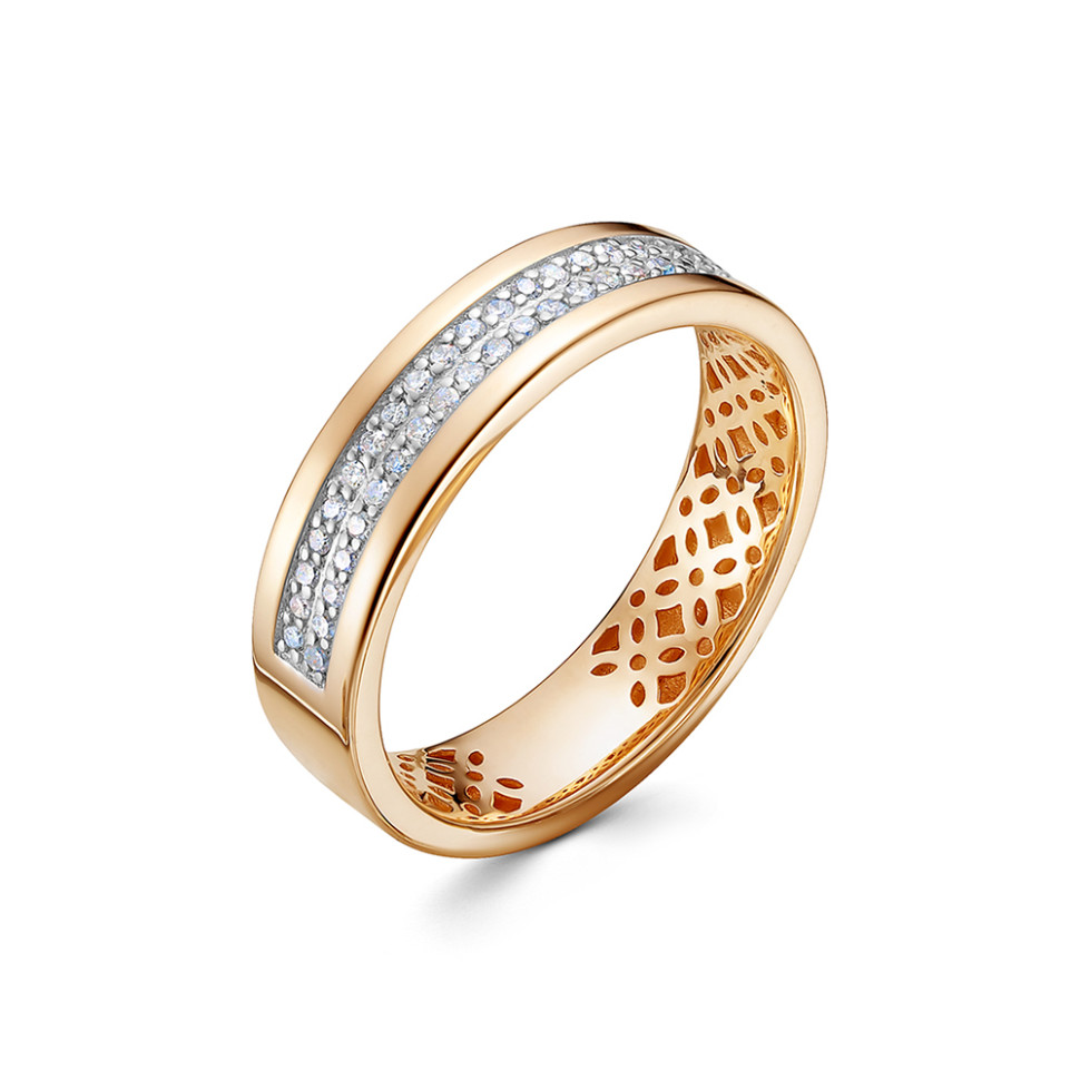 Обручальное кольцо из красного золота с бриллиантами (054196)