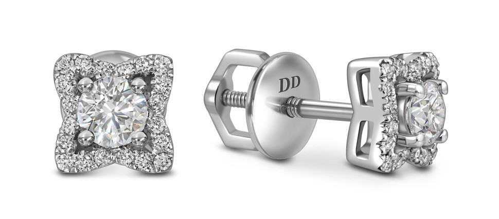 Серьги пусеты из белого золота с бриллиантами (062828)