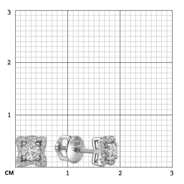 Серьги пусеты из белого золота с бриллиантами (062828)
