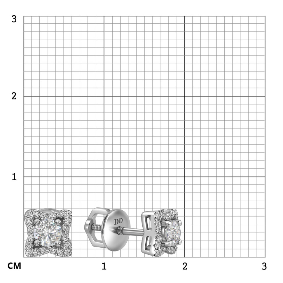 Серьги пусеты из белого золота с бриллиантами (062828)