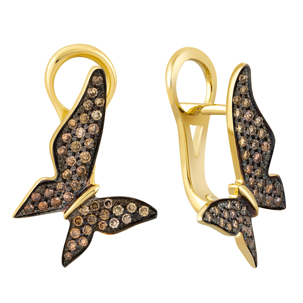 Серьги из жёлтого золота с бриллиантами