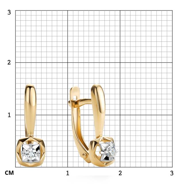 Серьги  из жёлтого золота с бриллиантами  (061499)