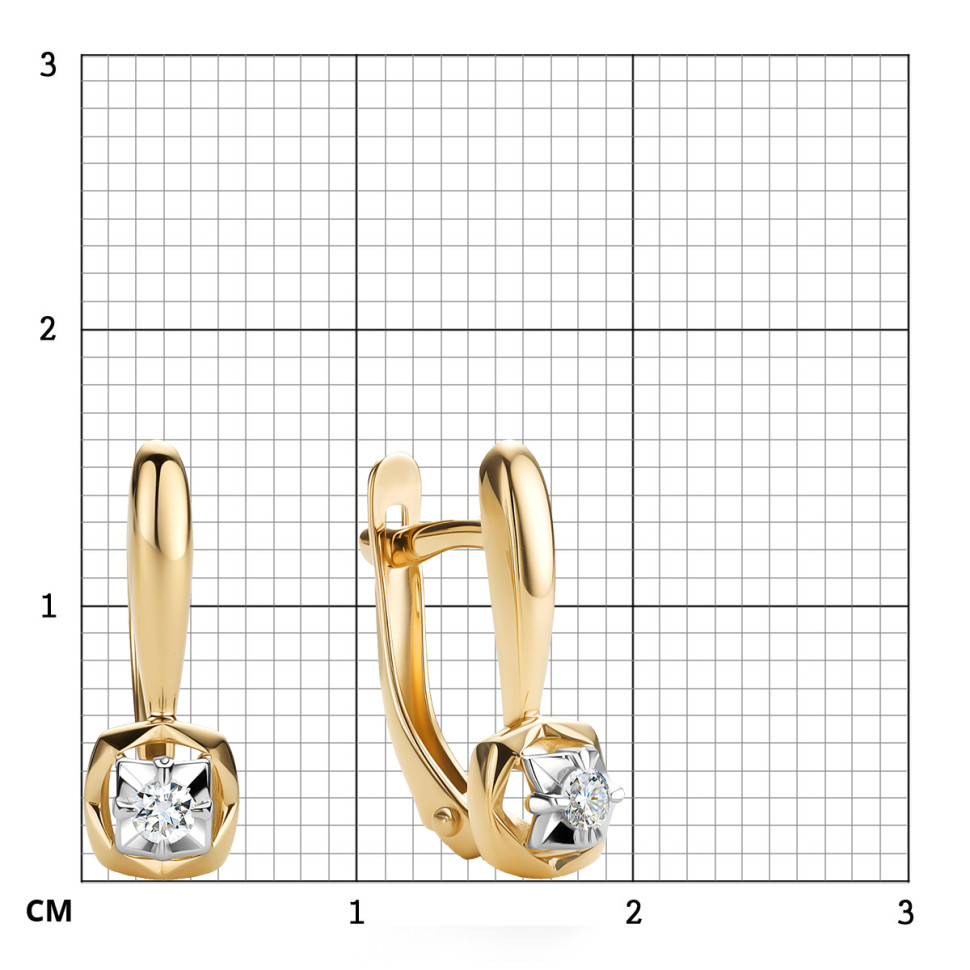 Серьги  из жёлтого золота с бриллиантами  (061499)