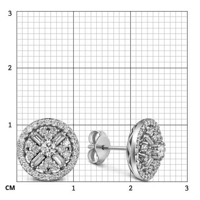 Серьги пусеты из белого золота с бриллиантами (051605)