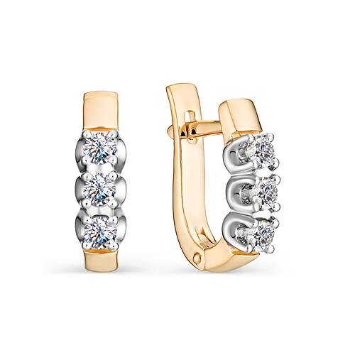 Серьги из комбинированного золота с бриллиантами (043491)