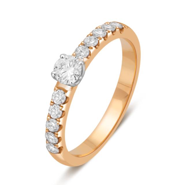 Помолвочное кольцо из комбинированного золота с бриллиантами (060553)