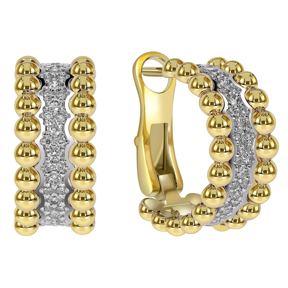 Серьги из комбинированного золота с бриллиантами (062544)