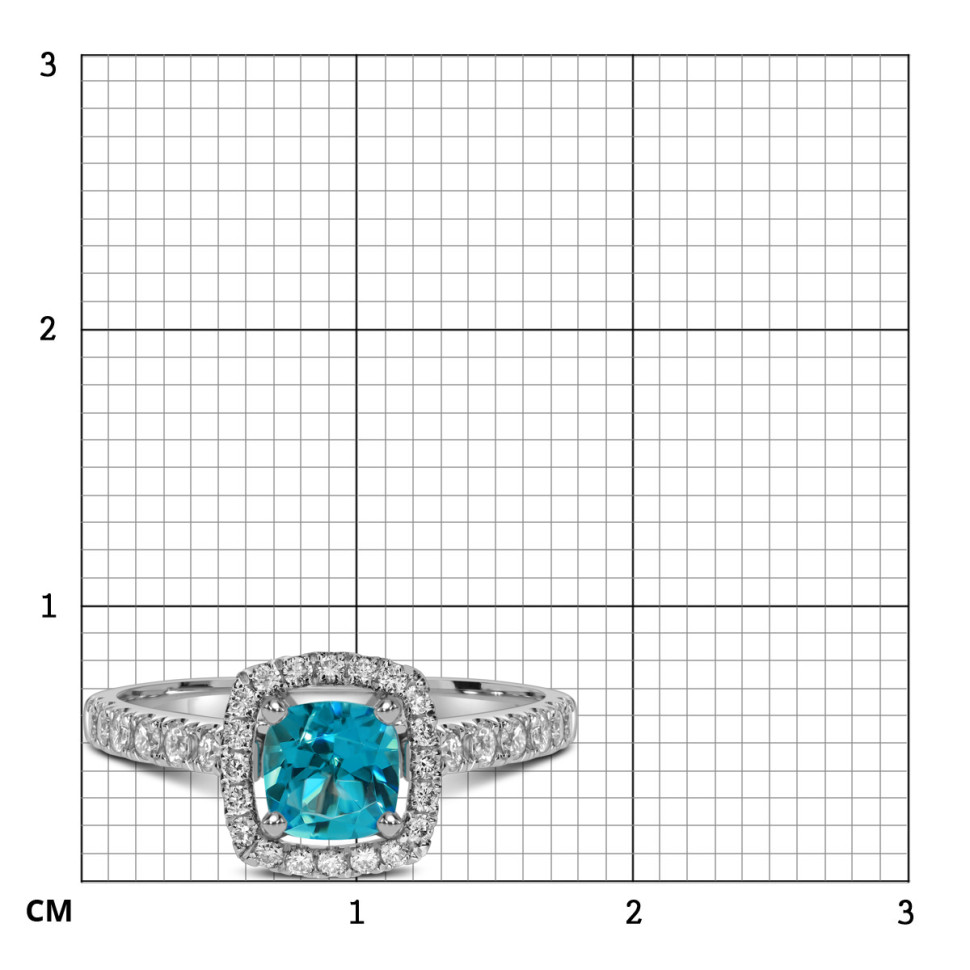 Кольцо из белого золота с бриллиантами и апатитом (058526)