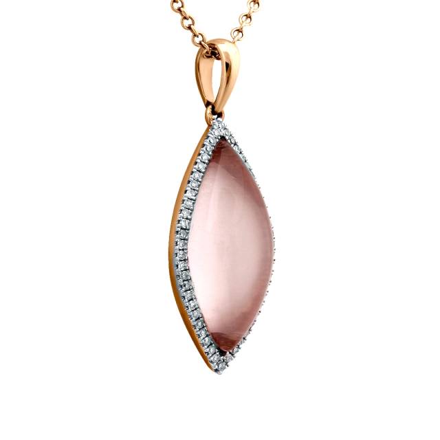 Кулон из красного золота с бриллиантами и кварцем (001288)