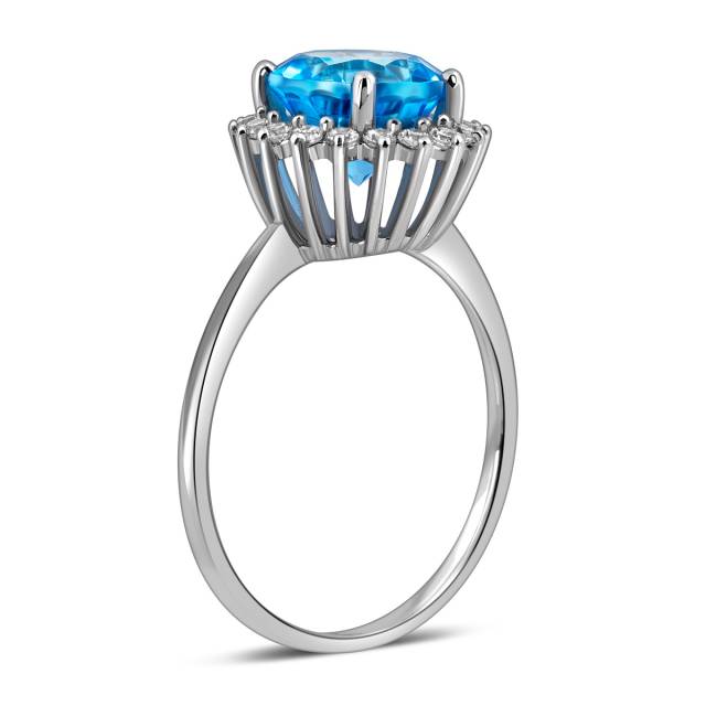 Кольцо из белого золота с топазом и фианитами (023090)