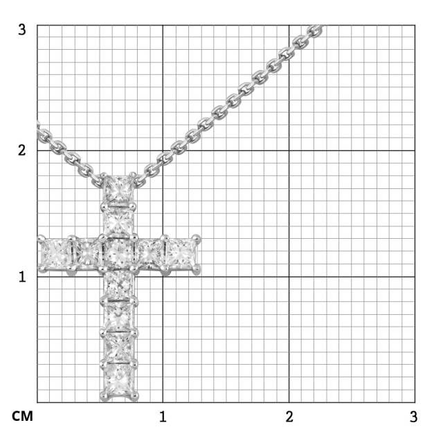 Колье крест из белого золота с бриллиантами (061135)