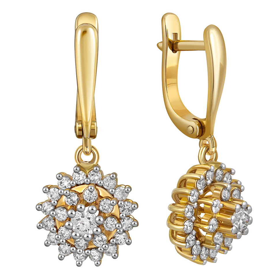 Серьги из жёлтого золота с бриллиантами (049758)