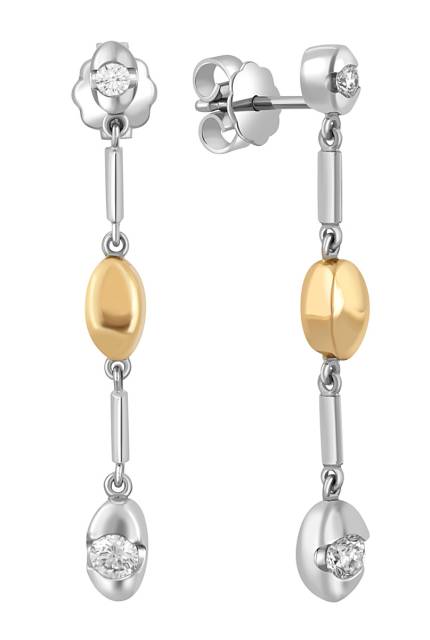 Серьги из комбинированного золота с бриллиантами (035351)