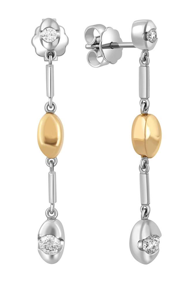 Серьги из комбинированного золота с бриллиантами (035351)