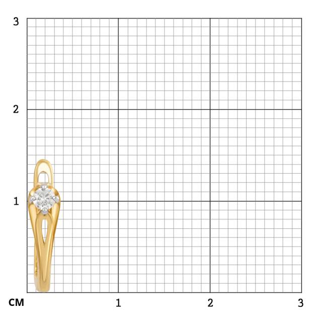 Одна серьга из жёлтого золота с бриллиантом (043992)