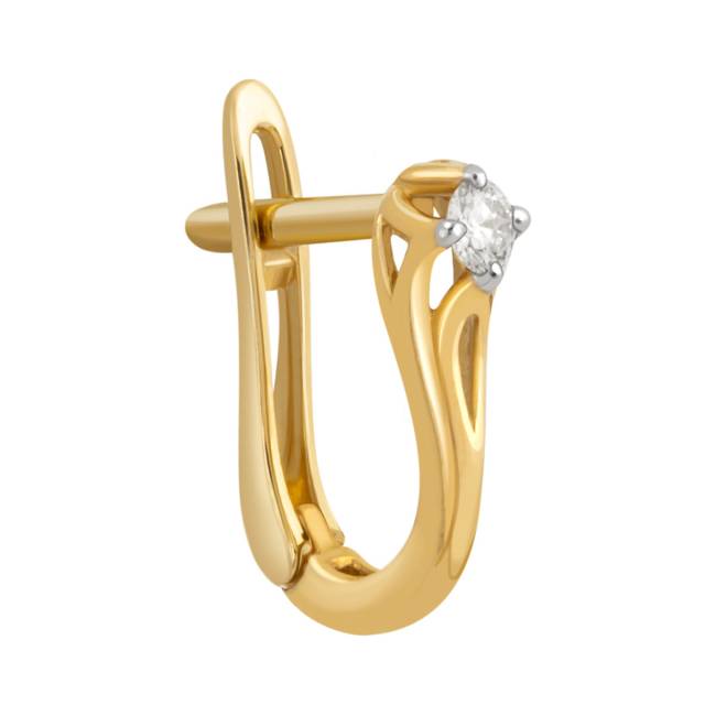 Одна серьга из жёлтого золота с бриллиантом (043992)