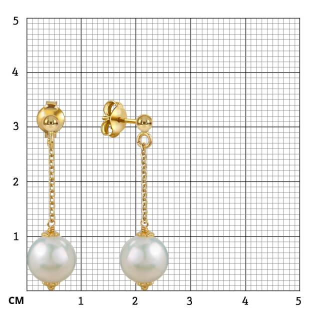 Серьги из жёлтого золота с жёмчугом (057921)
