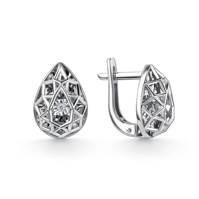 Серьги из белого золота с бриллиантами (063024)