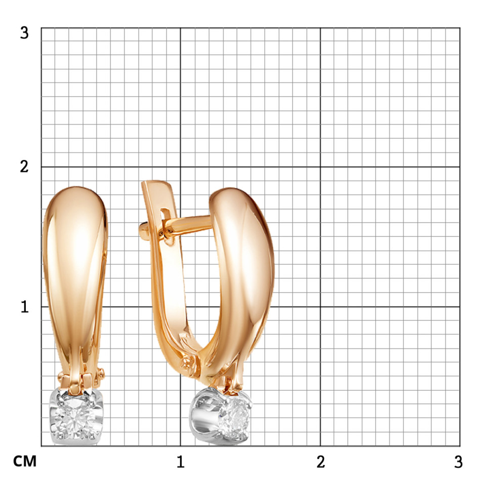 Серьги из комбинированного золота с бриллиантами (043060)