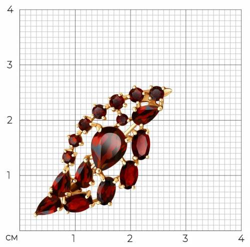 Брошь из красного золота с гранатами