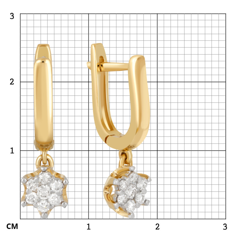 Серьги из жёлтого золота с бриллиантами (039660)