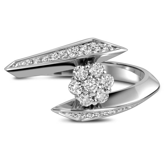 Кольцо из белого золота с бриллиантами (061371)