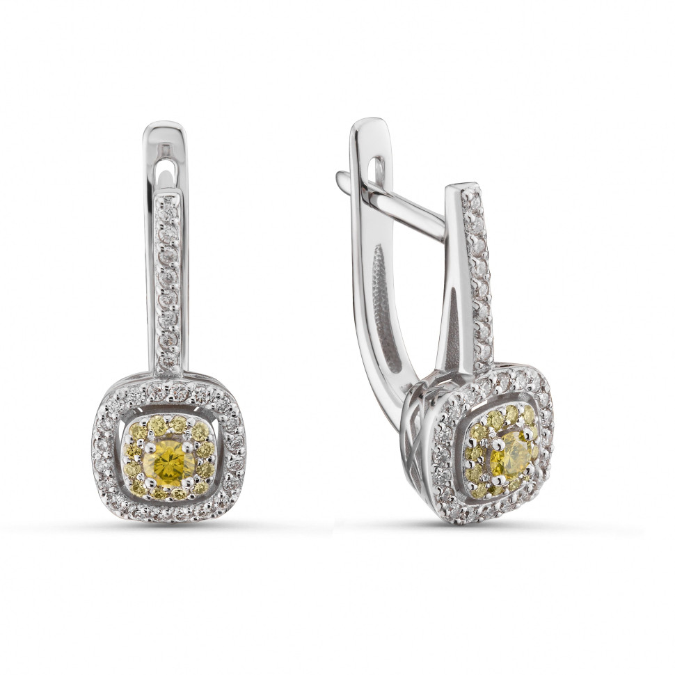 Серьги из белого золота с бриллиантами  (063778)