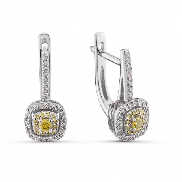 Серьги из белого золота с бриллиантами  (063778)