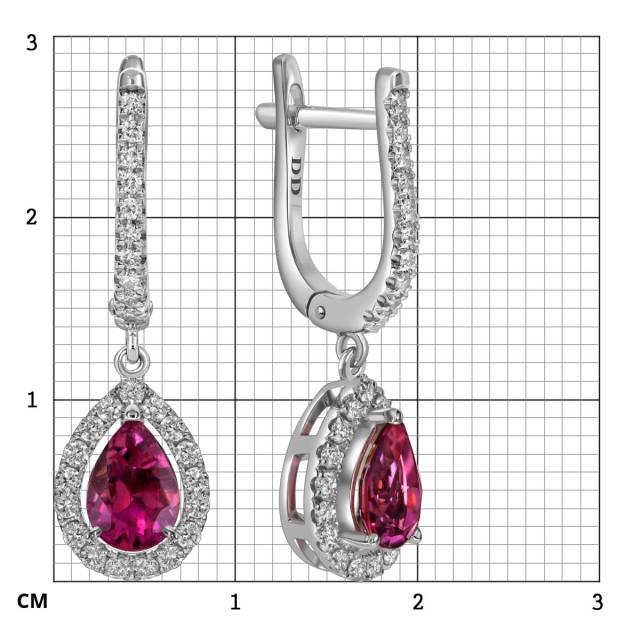 Серьги из белого золота с бриллиантами и турмалинами (062770)