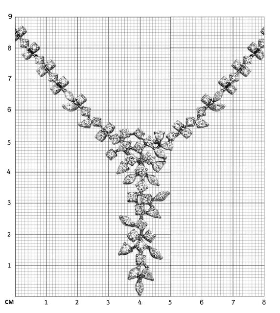 Эксклюзивное колье с бриллиантами из белого золота (009425)
