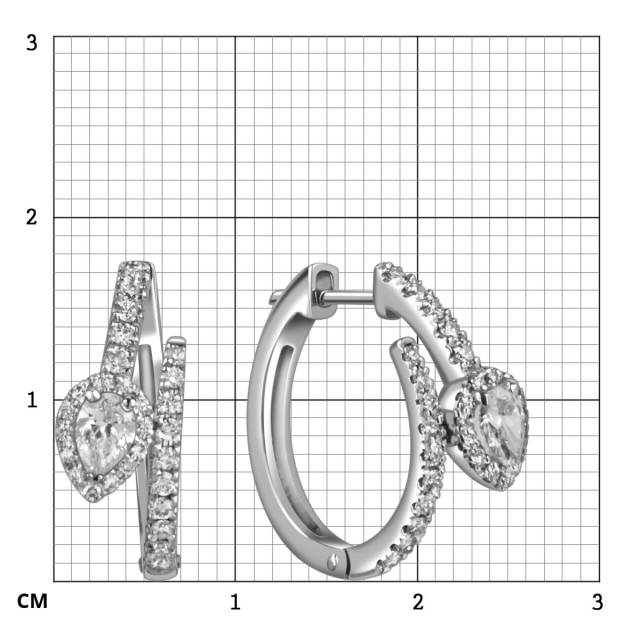 Серьги конго из белого золота с бриллиантами (059703)