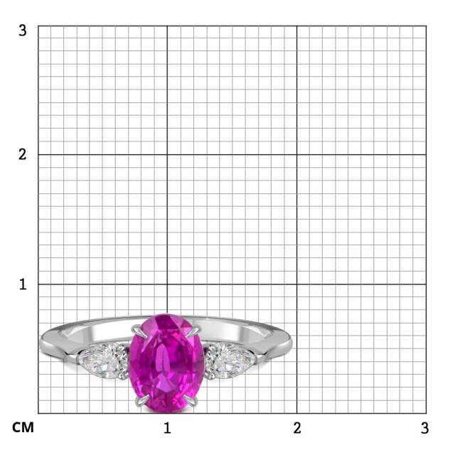 Кольцо из белого золота с бриллиантами и розовым сапфиром (060024)
