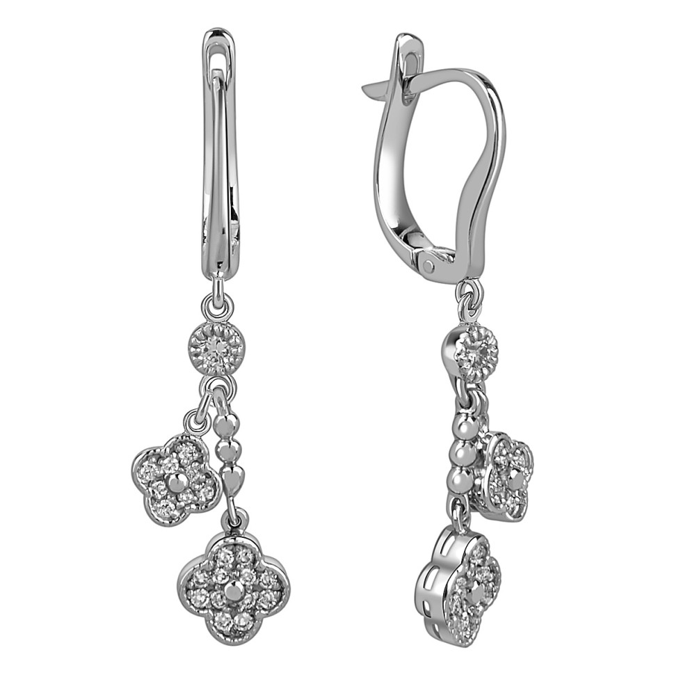 Серьги из белого золота с бриллиантами (059952)