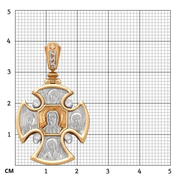 Кулон крест из комбинированного золота с бриллиантами (045679)