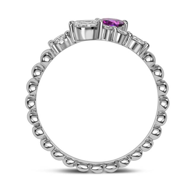 Кольцо из белого золота с бриллиантами и розовым сапфиром (059163)