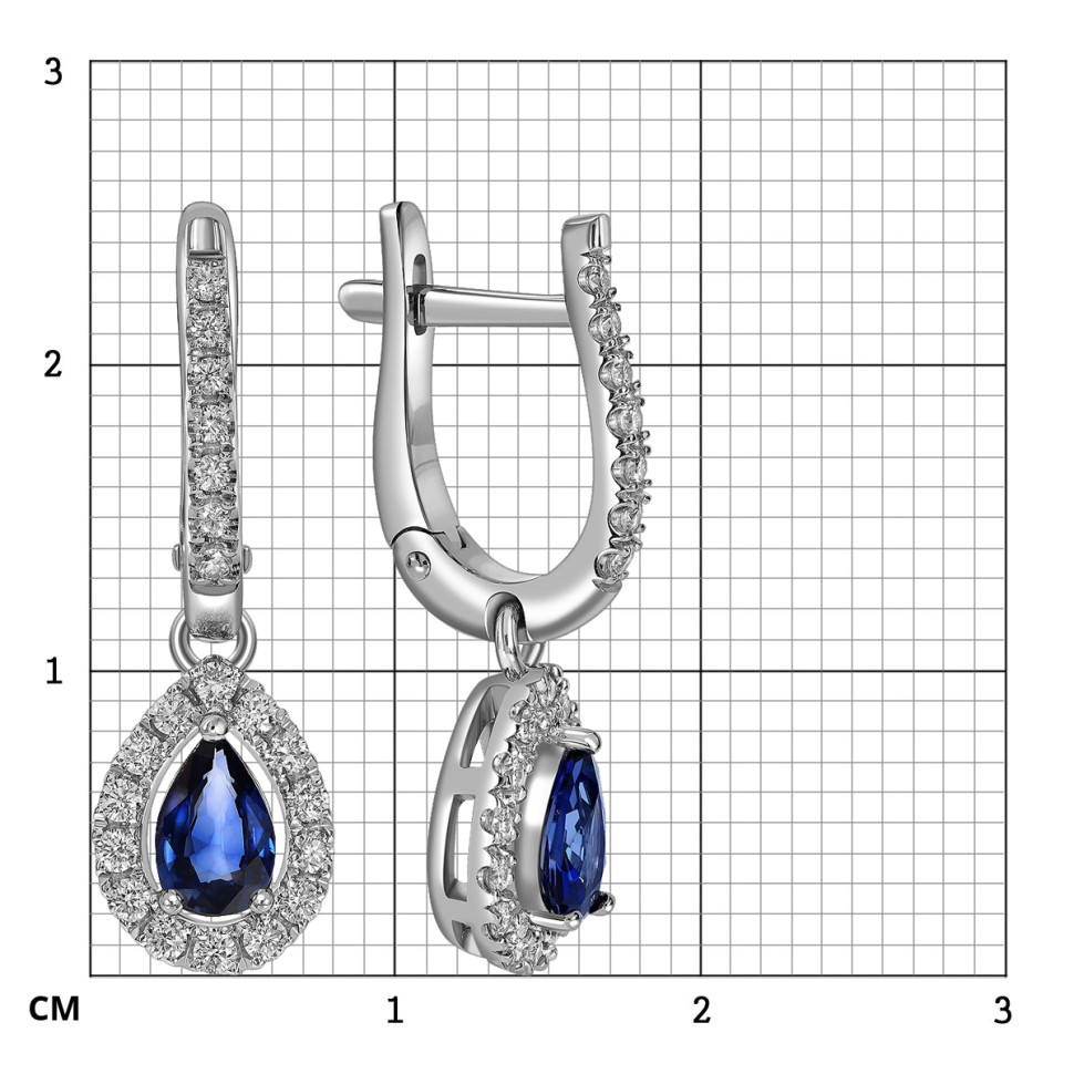 Серьги из белого золота с бриллиантами и сапфирами (055673)