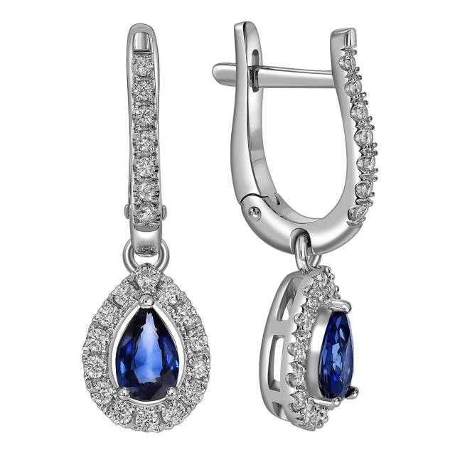 Серьги из белого золота с бриллиантами и сапфирами (055673)