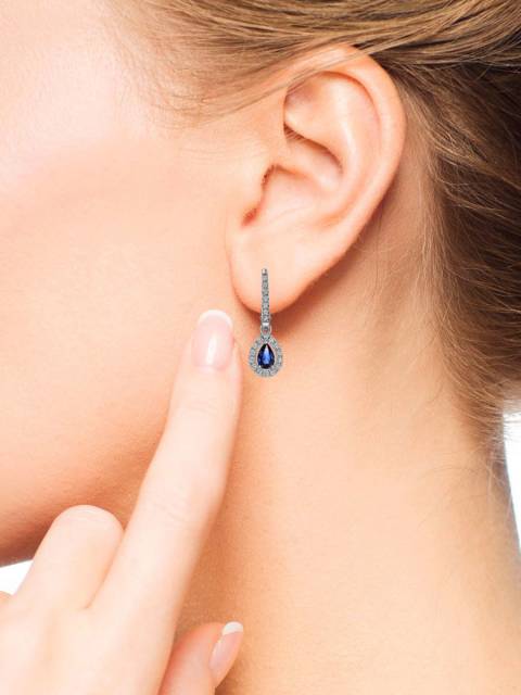 Серьги из белого золота с бриллиантами и сапфирами (055673)
