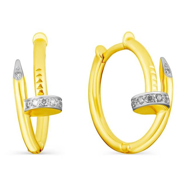 Серьги конго из жёлтого золота с бриллиантами (056183)