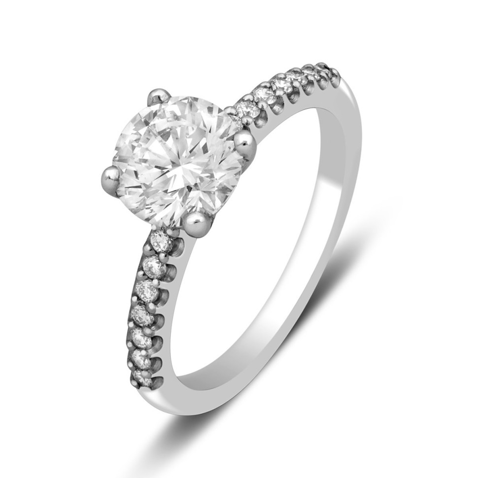 Помолвочное кольцо из платины с бриллиантами (025445)