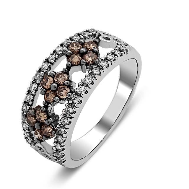 Кольцо из белого золота с бриллиантами (019928)