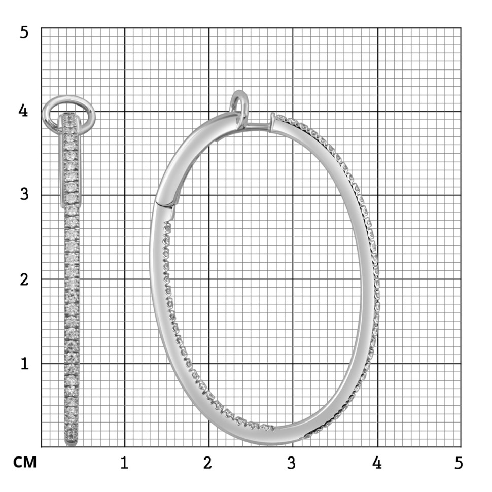 Серьги конго из белого золота с бриллиантами 