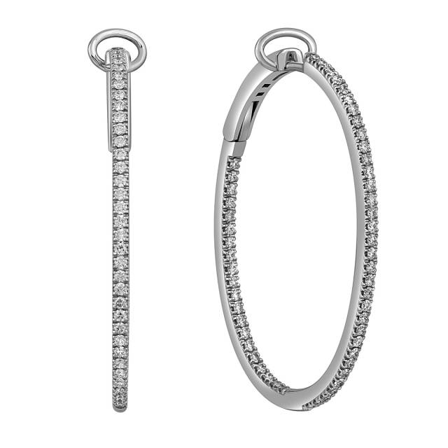 Серьги конго из белого золота с бриллиантами "Crivelli" (051923)