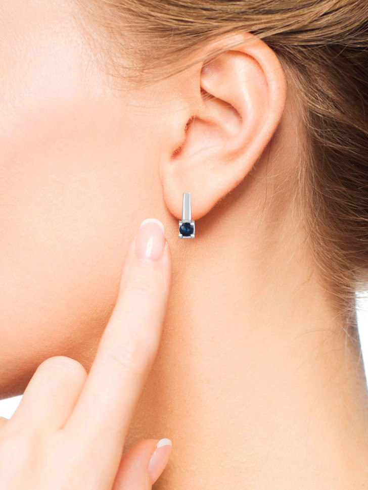 Серьги из белого золота с сапфирами (046990)