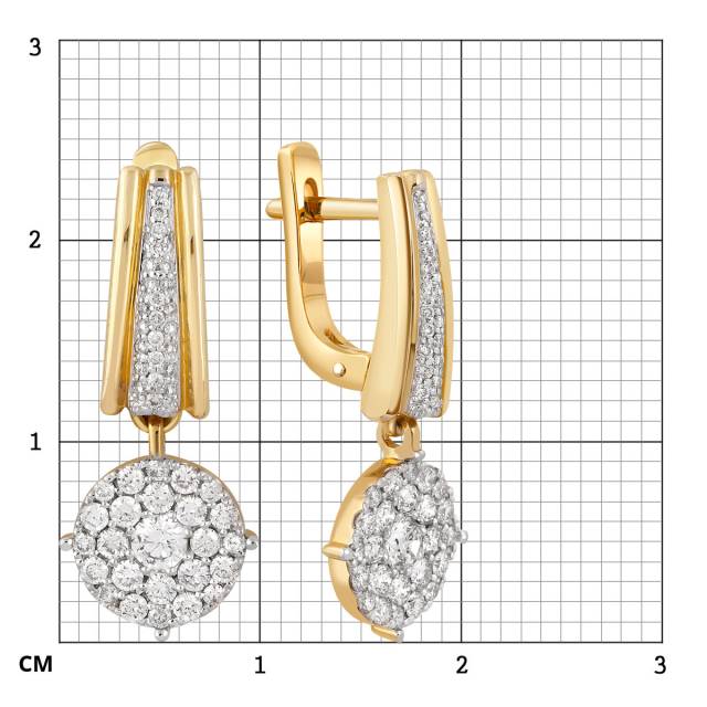 Серьги из жёлтого золота с бриллиантами (040311)