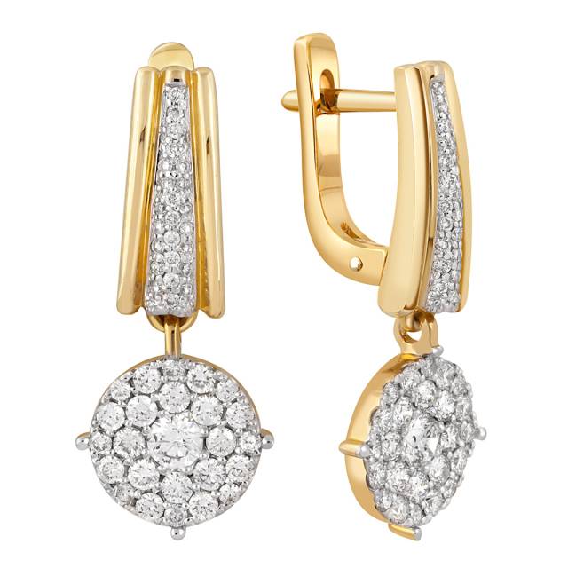 Серьги из жёлтого золота с бриллиантами (040311)