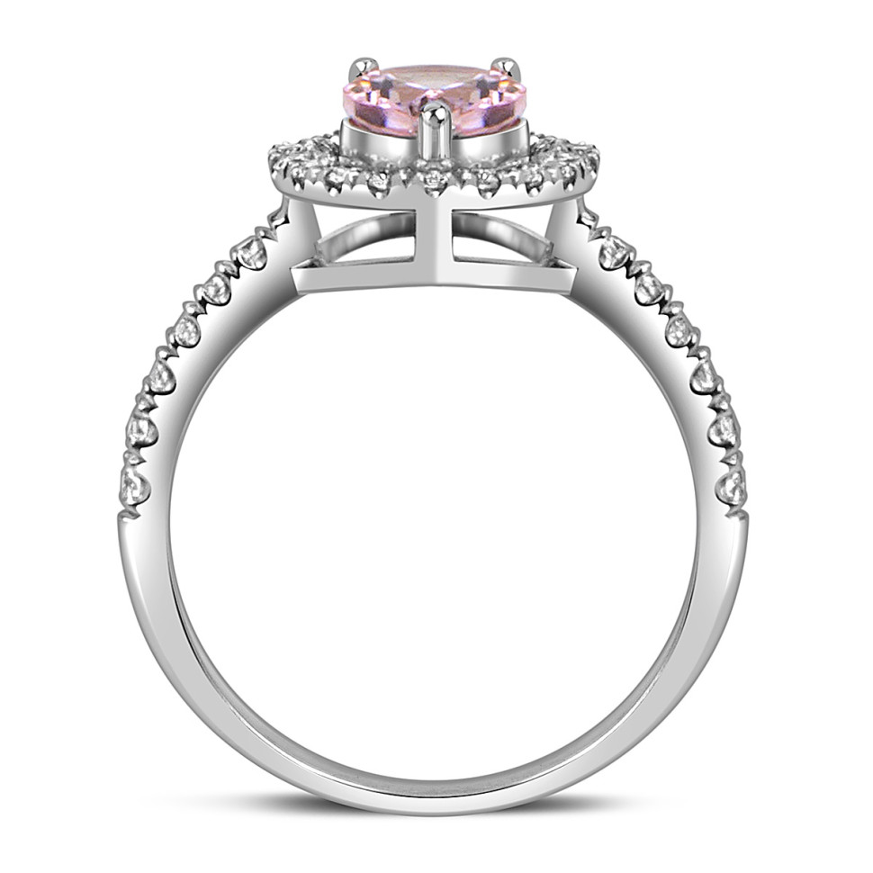 Кольцо из белого золота с бриллиантами и морганитом (059188)