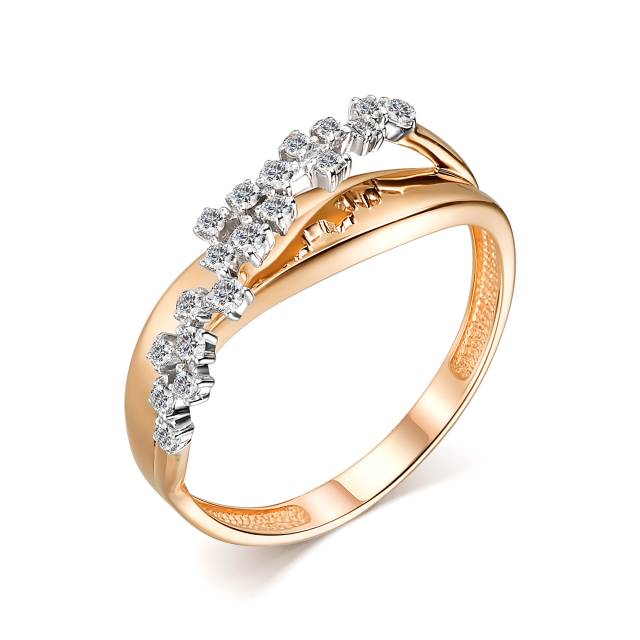 Кольцо из красного золота с бриллиантами (047125)