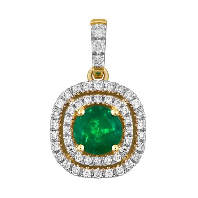 Кулон из жёлтого золота с бриллиантами и изумрудом (049880)